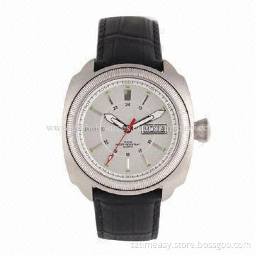 Newly Designed Mechanical Watch with Stainless Steel Case and Leather Band